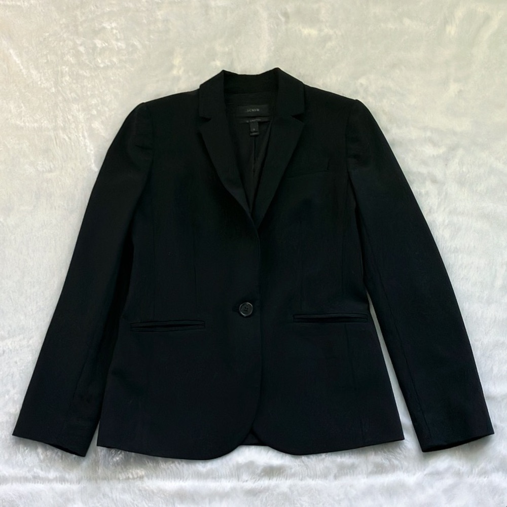 Like New Black J. Crew Tollegno Italian Wool Bi Stretch Blazer, Size 0